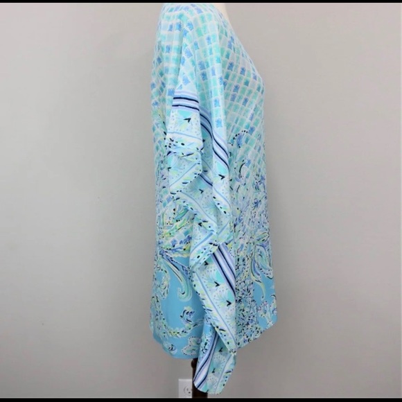 NWT Lilly Pulitzer LindaMarie silk caftan Dress size S/M Bondi Blue scuba doo - Picture 4 of 8